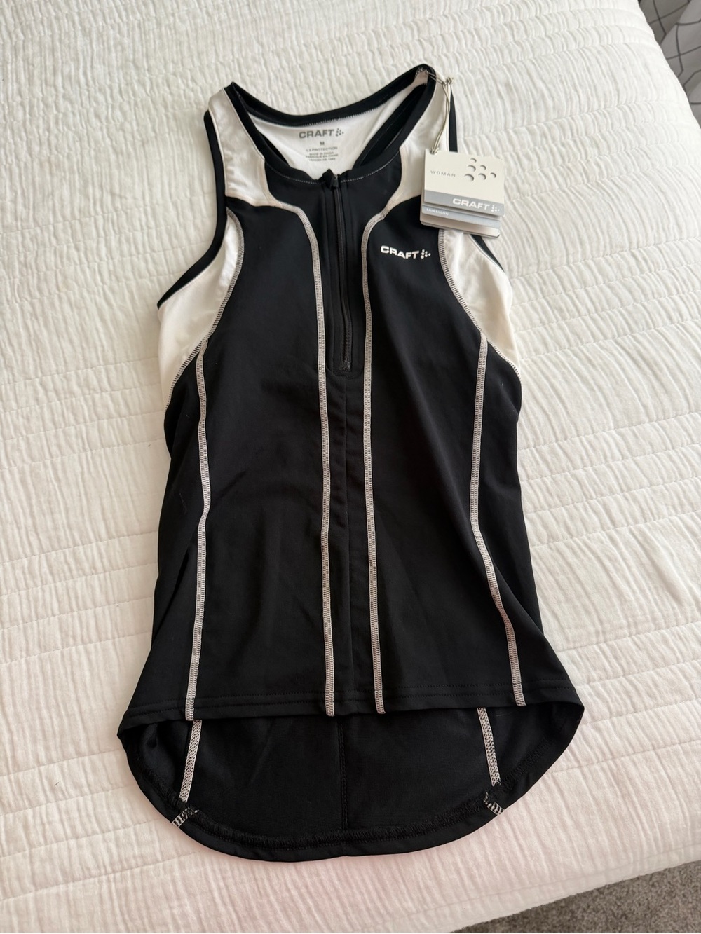 CRAFT Women’s Black & White Front-Zip Triathlon Top